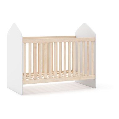 MARCKERIC Bijeli/natur dječji krevet u dekoru bora 60x120 cm Estefania