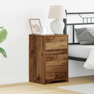 Noćni ormarić s LED svjetlima inženjersko drvo, staro drvo