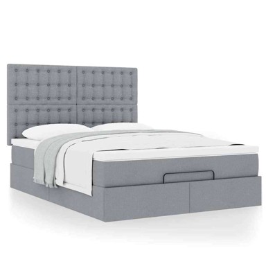 Otomanski krevet s madracem, svijetlosivi, 140x190 cm