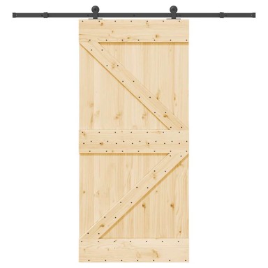Klizna vrata s priborom za montažu, masivna borovina 95x210 cm