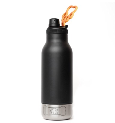 ASOBU Boca za vodu za pse Dog Bowl Buddy, s 2 zdjelice, nehrđajući čelik, crna