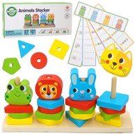 WOOPIE Montessori puzzle piramida, životinje, 27 elemenata