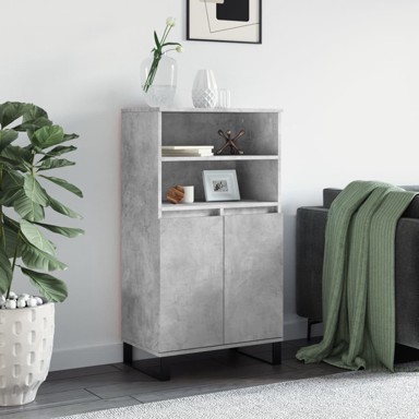 Visoka komoda 60x36x110 cm, konstruirano drvo, siva boja betona