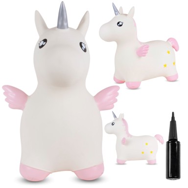 Jednorog za skakanje 55cm, bijelo-rozi