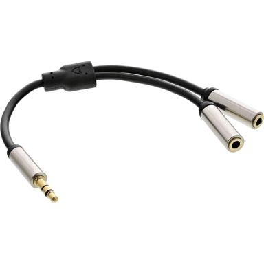 INLINE Audio kabel S-99250 0,15 m 3.5 mm na 2 x 3.5 mm, crni, srebrni