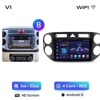 Autoradio uređaj, Android Auto za VW Tiguan 1 NF (2006–2016), V1, 1GB/32GB, B