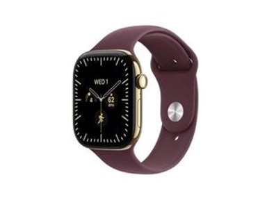 APPLE Pametni sat Watch Series 12, GPS + Cellular, 42 mm, kućište od sjajnog zlata, bordo sportski remen S/M, MJGJ4WF/A