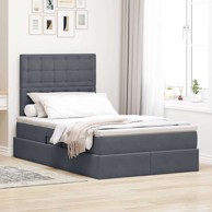 Krevet s prostorom za pohranu i LED rasvjetom 120x190 cm, tamno sivi