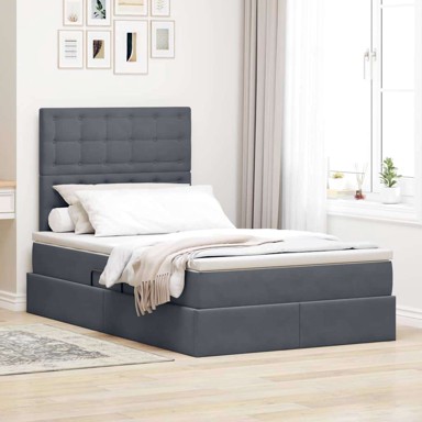Krevet s prostorom za pohranu i LED rasvjetom 120x190 cm, tamno sivi