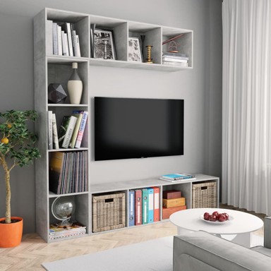 3-dijelni set ormarića za knjige/TV, boja betona