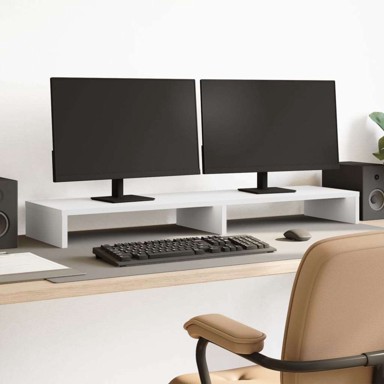 Stalak za monitor, 100 x 27 x 10 cm, od konstruiranog drva, bijeli