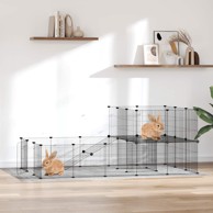 Kavez za ljubimce s 20 panela i vratima 35x35 cm čelični, crni
