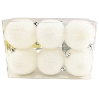 Božićni ukras, set 6 kom, ø 6 cm, snježna