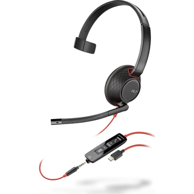 POLY Slušalice Blackwire 5210, naglavne, žične, USB-C, za pozive i glazbu, crna
