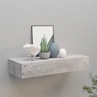 Zidna polica s ladicom siva boja betona 60 x 23,5 x 10 cm MDF