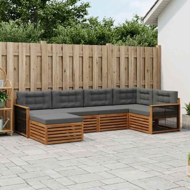 Set vanjskih sofa, 6-dijelni, s jastucima, prirodni i antracit