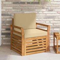 Set vanjskih sofa s jastukom, 75.5 x 63 x 73 cm, prirodna, bež jastuci, zakrivljeni dizajn