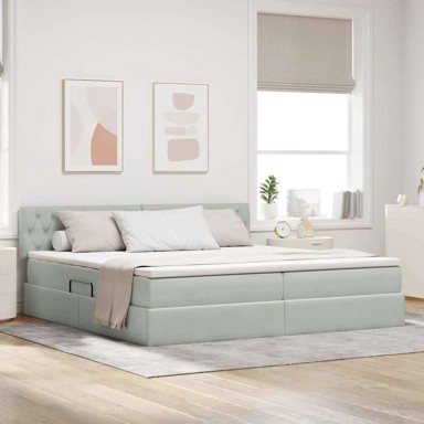 Krevet s pohranom svjetlosivi 200 x 200 cm, baršun