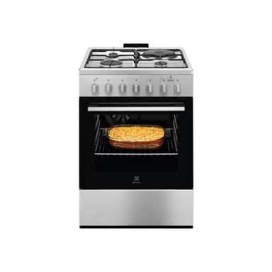 ELECTROLUX Kombinirani štednjak LKM660022X, 3 plamenika + 1 struja, električna pećnica 58 l, energetski razred A, inox