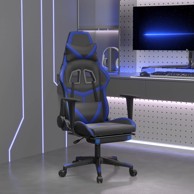 Masažna gaming stolica s osloncem crno-plava od umjetne kože