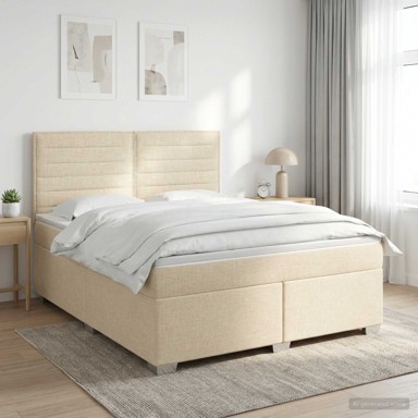 Boxspring krevet s madracem 180 x 200 cm, tkanina, krem