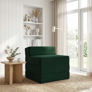 Sofa na razvlačenje, 200 x 70 x 15 cm, baršun, tamnozelena