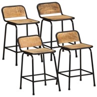 Barski stolci 4 kom 46x35,5x70 cm masivnog grubog drva manga