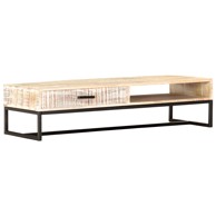 Stolić za kavu 117 x 50 x 30 cm od masivnog bagremovog drva, bijeli
