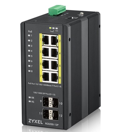 ZYXEL Mrežni prekidač, RGS200-12P, upravljani L2, Gigabit Ethernet, Power over Ethernet, crni