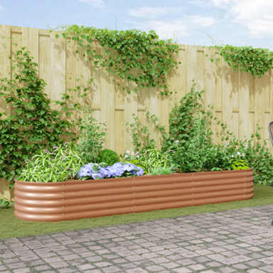Povišeni vrtna krevet 320x80x44 cm, čelik, smeđi s drvenim izgledom