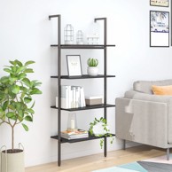Naslanjajuća polica s 4 razine crna 64x35x152,5 cm