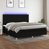 Krevet box spring s madracem LED crni 200x200 cm od tkanine
