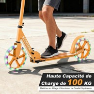 COSTWAY Dječji romobil, sklopivi, 2 svjetleća kotača, podesiva ručka, narančasta