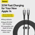 BASEUS Kabel tip C za Apple, Lightning, 8-pin, 20 W, CADH000101, 2 m, crni