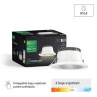 GREEN TECH LED downlight, 28 W, 3CCT, IP64, Ø195–210 mm