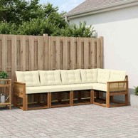 Set vanjskih sofa, 5-dijelni, s jastucima, prirodni i krem
