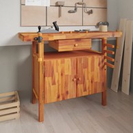 Radni stol s ladicama i škripcima, 124 x 52 x 83 cm, drvo bagrema