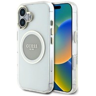 GUESS IML Metal Colored Circle Classic Logo MagSafe maskica za iPhone 16, siva