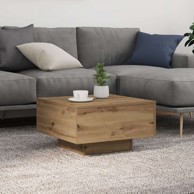 Stolić za kavu s LED svjetlima, umjetni hrast, 55 x 55 x 31 cm
