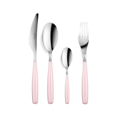 VIALLI DESIGN Set pribora za jelo 24 kom Rome, s ružičastom drškom