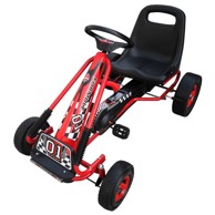 Go kart s podesivim sjedalom pedalama, crveni