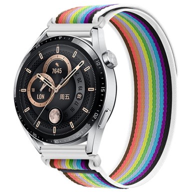 B-STRAP Velcro Nylon remen za Huawei Watch GT3 46mm, white rainbow