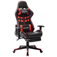 Gaming stolica od umjetne kože s osloncem za noge crno-crvena