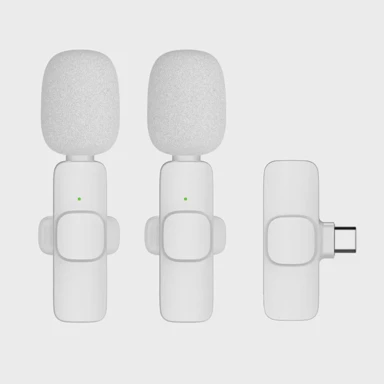 Bežični lavalier mikrofon Type-C priključak s dodatnom zaštitom od vjetra 2 u kompletu, bijeli