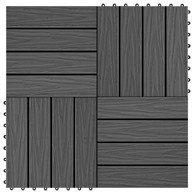 Podne pločice s reljefom WPC 11 kom 30x30 cm 1 m², crne