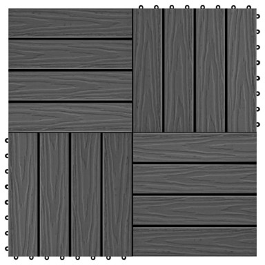 Podne pločice s reljefom WPC 11 kom 30x30 cm 1 m², crne