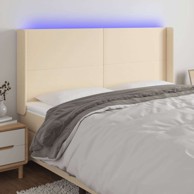 LED uzglavlje 183 x 16 x 118/128 cm od tkanine, krem