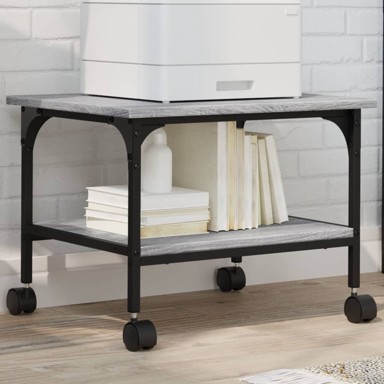 Stalak za pisač s 2 razine 50 x 40 x 38 cm drveni, siva  