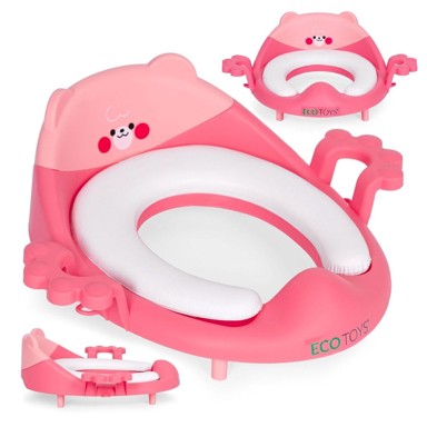 ECOTOYS WC sjedalo za djecu, ručke, mekani jastuk, roza
