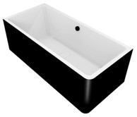 POLYSAN Kada MARLENE CURVE L MONOLITH, pravokutna, 175x75x63 cm, bijela/crna